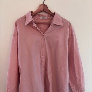 Aritzia oversized pink poplin shirt